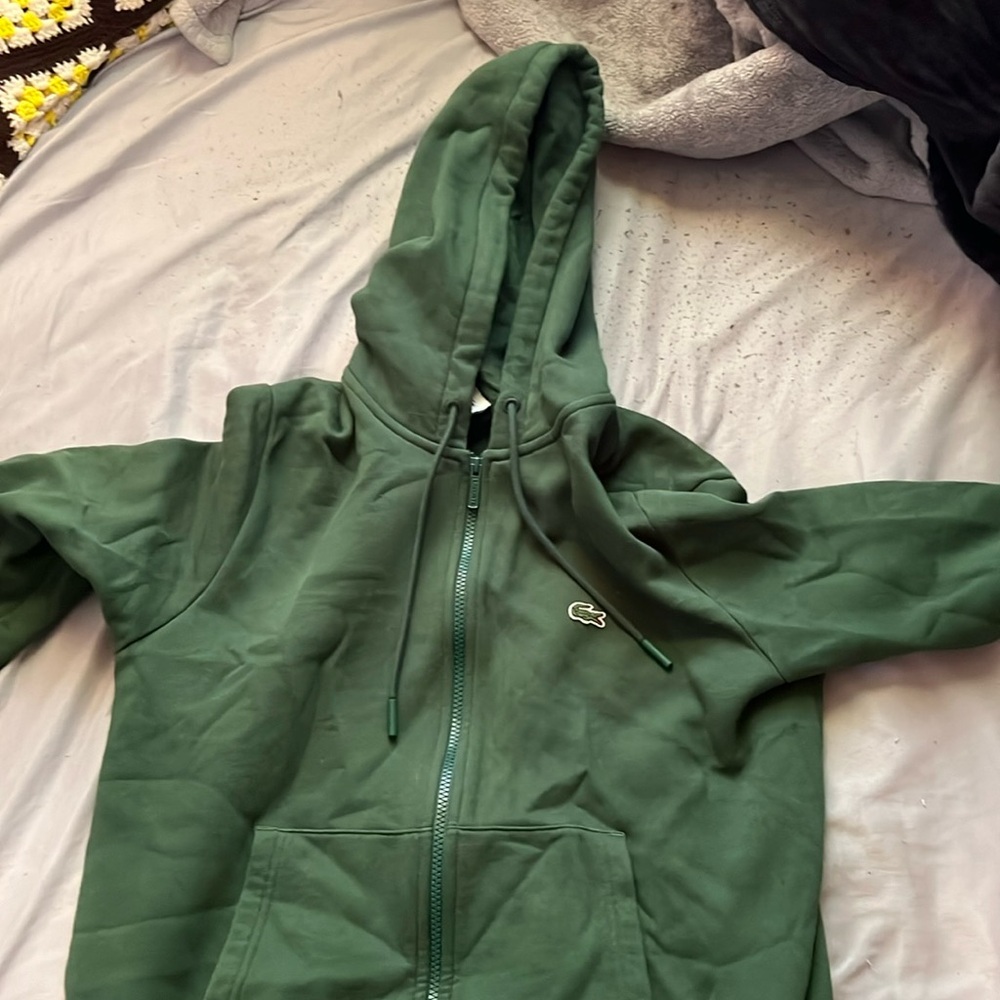 Dark green Lacoste zip up hoodie